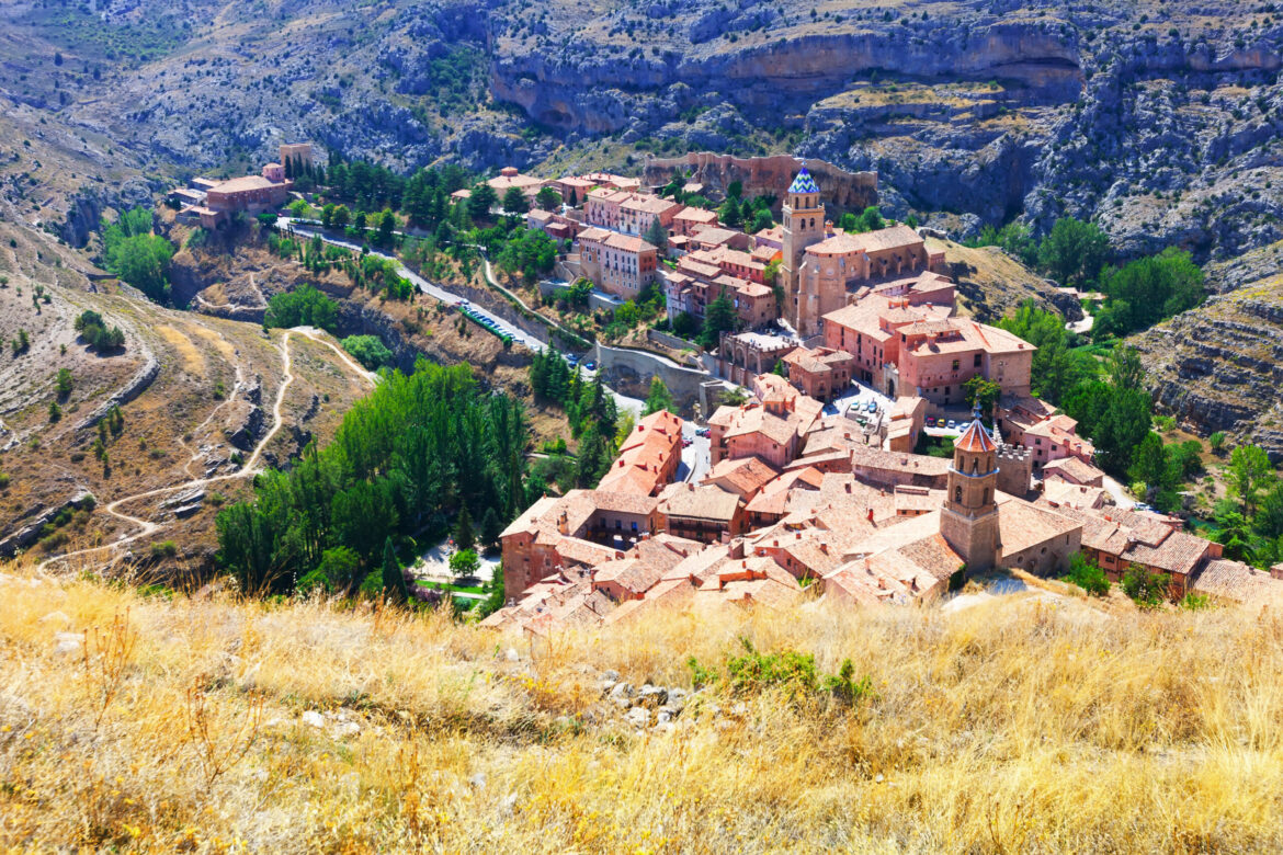 how to become a spanish resident - spanish mountains town in sunny day. Albarracin